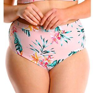 Lysa Tropical Floral Pink High Waisted Bow Back Bikini Swim Bottoms Plus Size 2X